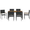 7-delars Trädgårds-Dining Set Svart Poly Rattan vidaXL 6 - Sits – miniatyr 7