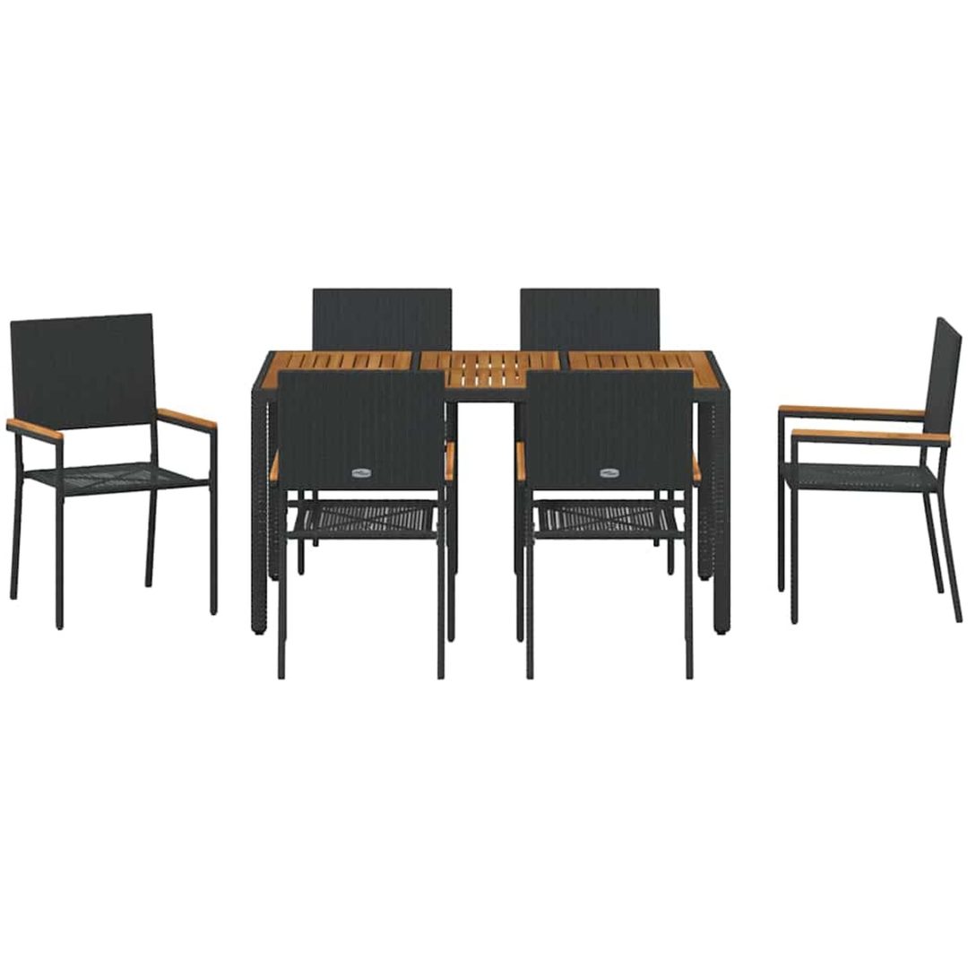 7-delars Trädgårds-Dining Set Svart Poly Rattan vidaXL 6 - Sits – bild 7