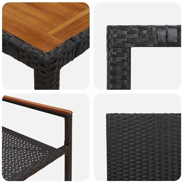 7-delars Trädgårds-Dining Set Svart Poly Rattan vidaXL 6 - Sits – bild 9