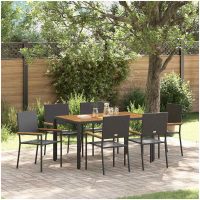 7-delars Trädgårds-Dining Set Svart Poly Rattan vidaXL