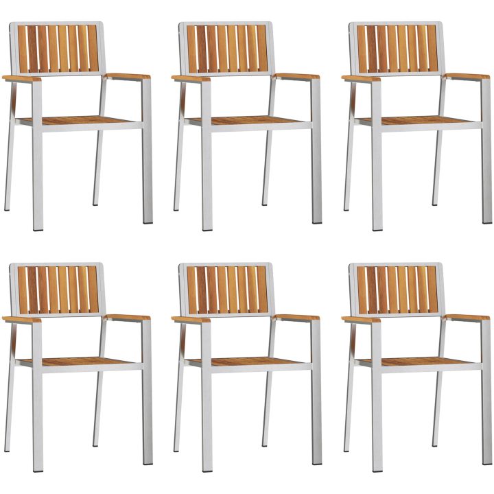 7 Delars Trädgårds matbordset Massivt Akaciaträ vidaXL Large – bild 4
