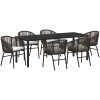 7 Delars Trädgårds Matgrupp - Brun Poly Rattan vidaXL 200 x 80 x 73 cm – miniatyr 2