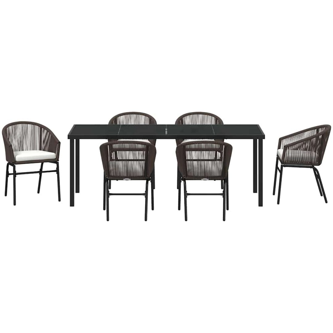 7 Delars Trädgårds Matgrupp - Brun Poly Rattan vidaXL 200 x 80 x 73 cm – bild 7