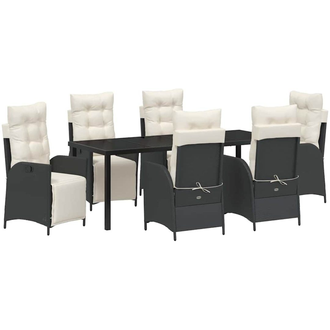 7 Delars Trädgårds Matgrupp i Svart Poly Rattan vidaXL 200 x 80 x 73 cm – bild 2