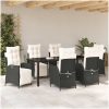 7 Delars Trädgårds Matgrupp i Svart Poly Rattan vidaXL 200 x 80 x 73 cm – miniatyr 4