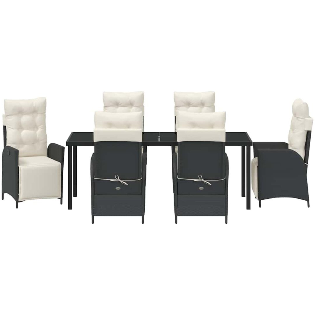 7 Delars Trädgårds Matgrupp i Svart Poly Rattan vidaXL 200 x 80 x 73 cm – bild 7
