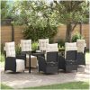 7 Delars Trädgårds Matgrupp i Svart Poly Rattan vidaXL 200 x 80 x 73 cm – miniatyr 1