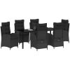 7 Delars Trädgårds Matgrupp Med Kuddar i Svart Poly Rattan vidaXL 200 x 80 x 73 cm – miniatyr 3
