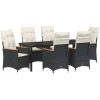 7 Delars Trädgårds Matgrupp med Kuddar - Svart Poly Rattan vidaXL 200 x 80 x 73 cm – miniatyr 2