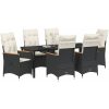 7 Delars Trädgårds Matgrupp med Kuddar - Svart Poly Rattan vidaXL 200 x 80 x 73 cm – miniatyr 3