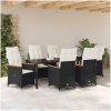 7 Delars Trädgårds Matgrupp med Kuddar - Svart Poly Rattan vidaXL 200 x 80 x 73 cm – miniatyr 4