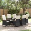 7 Delars Trädgårds Matgrupp med Kuddar - Svart Poly Rattan vidaXL 200 x 80 x 73 cm – miniatyr 1