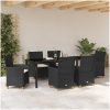 7-delars trädgårds-matplatsset med kuddar - svarta, i poly rattan vidaXL 200 x 80 x 73 cm – miniatyr 4