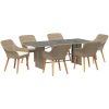 7 Delars Trädgårds matsalsset Beige Poly Rattan vidaXL Large – miniatyr 2