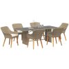 7 Delars Trädgårds matsalsset Beige Poly Rattan vidaXL Large – miniatyr 3