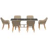 7 Delars Trädgårds matsalsset Beige Poly Rattan vidaXL Large – miniatyr 7