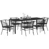 7-delars trädgårds matsalsset med kuddar Svart Poly Rattan vidaXL Standard – miniatyr 3