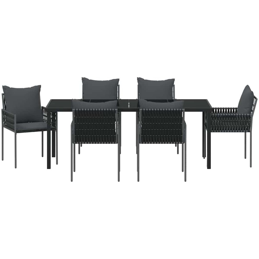7-delars trädgårds matsalsset med kuddar svart polyrotting vidaXL 54x61x83 cm – bild 7