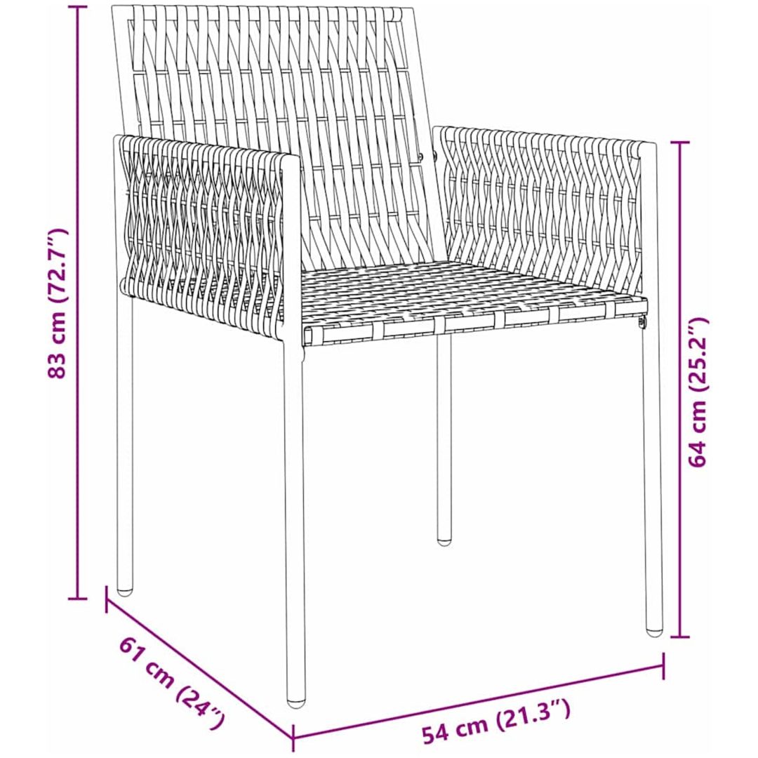7-delars trädgårds matsalsset med kuddar svart polyrotting vidaXL 54x61x83 cm – bild 9