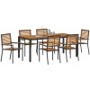 7-delars trädgårds matsalsset svart poly rattan akacia vidaXL 6 - Sits – miniatyr 3