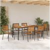 7-delars trädgårds matsalsset svart poly rattan akacia vidaXL 6 - Sits – miniatyr 4