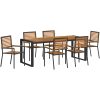 7 Delars Trädgårds matsalsset Svart Poly Rattan Akacia vidaXL 6 - Sits – miniatyr 2