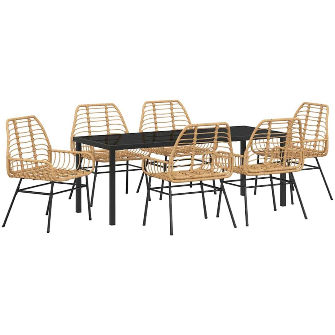 7-delars Trädgårds Matset, Brunt av Poly Rattan vidaXL 200 x 80 x 73 cm – bild 2