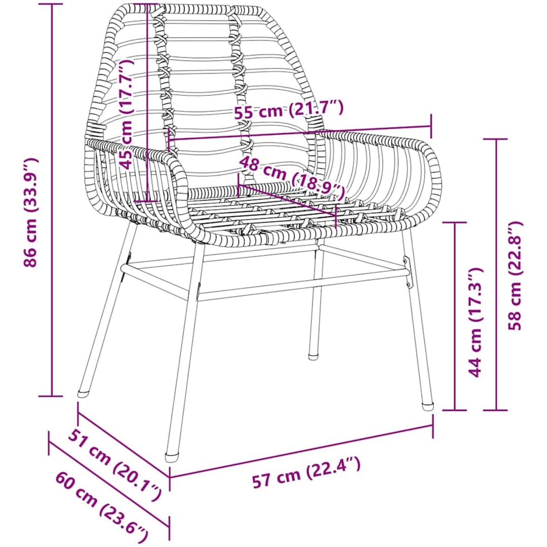 7-delars Trädgårds Matset, Brunt av Poly Rattan vidaXL 200 x 80 x 73 cm – bild 8
