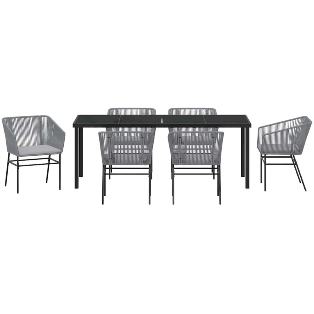 7-delars trädgårds matset med kuddar i grå poly rattan vidaXL Standard – bild 6