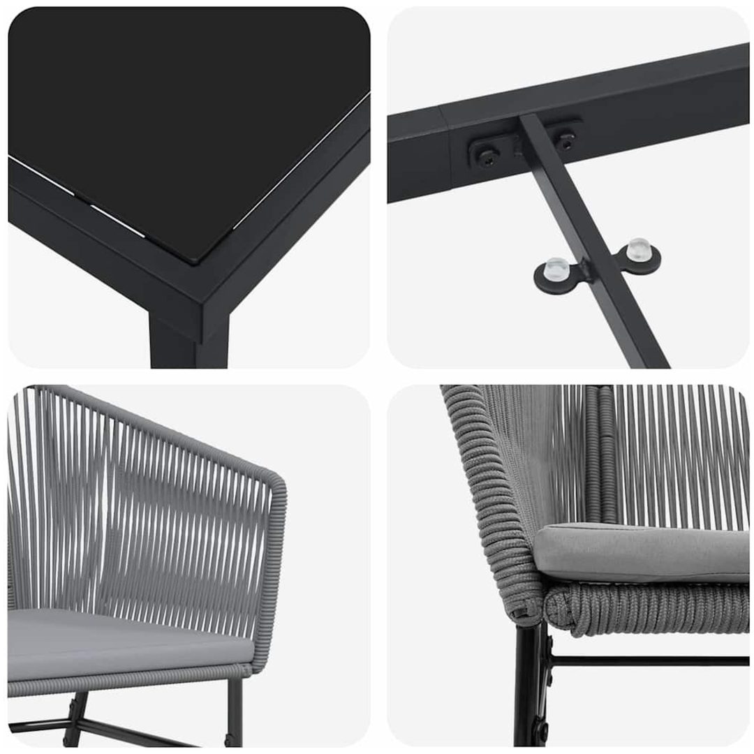 7-delars trädgårds matset med kuddar i grå poly rattan vidaXL Standard – bild 7