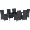 7 Delars Trädgårds Matset med Kuddar, Svart Poly Rattan vidaXL 200 x 80 x 73 cm – miniatyr 2