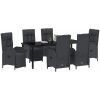 7 Delars Trädgårds Matset med Kuddar, Svart Poly Rattan vidaXL 200 x 80 x 73 cm – miniatyr 3