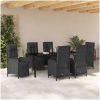 7 Delars Trädgårds Matset med Kuddar, Svart Poly Rattan vidaXL 200 x 80 x 73 cm – miniatyr 4