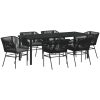 7 Delars Trädgårds Matset med Kuddar Svart Poly Rattan vidaXL 200 x 80 x 73 cm – miniatyr 2