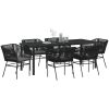 7 Delars Trädgårds Matset med Kuddar Svart Poly Rattan vidaXL 200 x 80 x 73 cm – miniatyr 3
