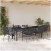 7 Delars Trädgårds Matset med Kuddar Svart Poly Rattan vidaXL 200 x 80 x 73 cm – miniatyr 4