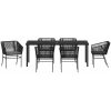 7 Delars Trädgårds Matset med Kuddar Svart Poly Rattan vidaXL 200 x 80 x 73 cm – miniatyr 7
