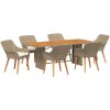7 delars trädgårds middagsset beige poly rotting vidaXL Large – miniatyr 2