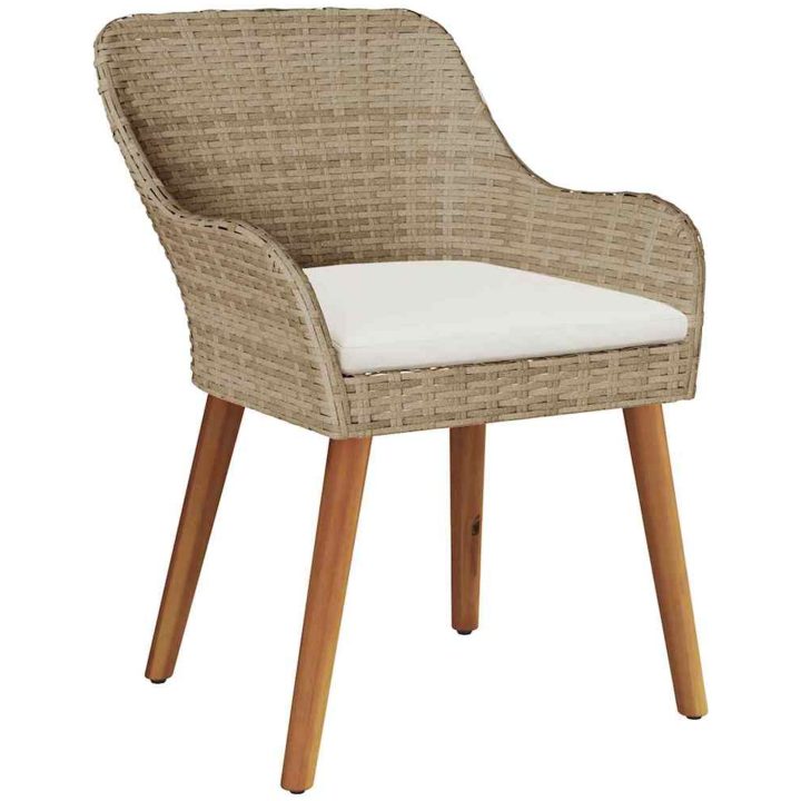 7 delars trädgårds middagsset beige poly rotting vidaXL Large – bild 6