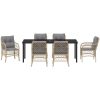 7 Delars Trädgårds Middagsset Med Kuddar i Beige Poly Rattan vidaXL 200 x 80 x 73 cm – miniatyr 7
