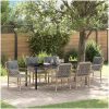 7 Delars Trädgårds Middagsset Med Kuddar i Beige Poly Rattan vidaXL 200 x 80 x 73 cm – miniatyr 1