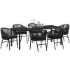 7-delars Trädgårds Middagsset - Svart Poly Rattan vidaXL 200 x 80 x 73 cm – miniatyr 3