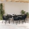 7-delars Trädgårds Middagsset - Svart Poly Rattan vidaXL 200 x 80 x 73 cm – miniatyr 4