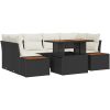 7-delars trädgårds-set med kuddar i svart poly-rattan vidaXL 100 x 55 x 73 cm – miniatyr 2