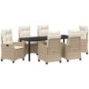 7 Delars Trädgårdsbord Set med Kuddar - Beige Poly Rattan vidaXL 200 x 80 x 73 cm – miniatyr 2