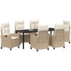 7 Delars Trädgårdsbord Set med Kuddar - Beige Poly Rattan vidaXL 200 x 80 x 73 cm – miniatyr 3