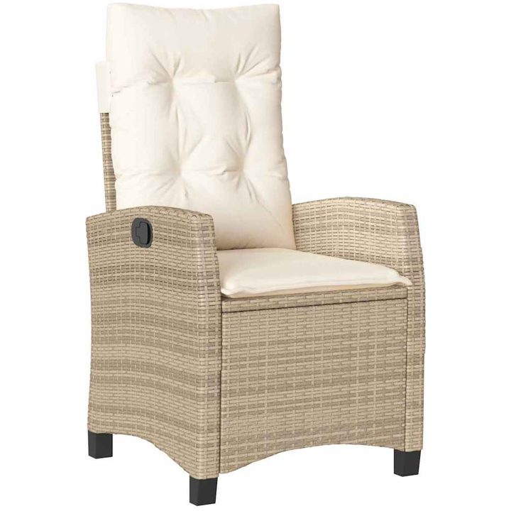 7 Delars Trädgårdsbord Set med Kuddar - Beige Poly Rattan vidaXL 200 x 80 x 73 cm – bild 5