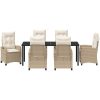 7 Delars Trädgårdsbord Set med Kuddar - Beige Poly Rattan vidaXL 200 x 80 x 73 cm – miniatyr 6