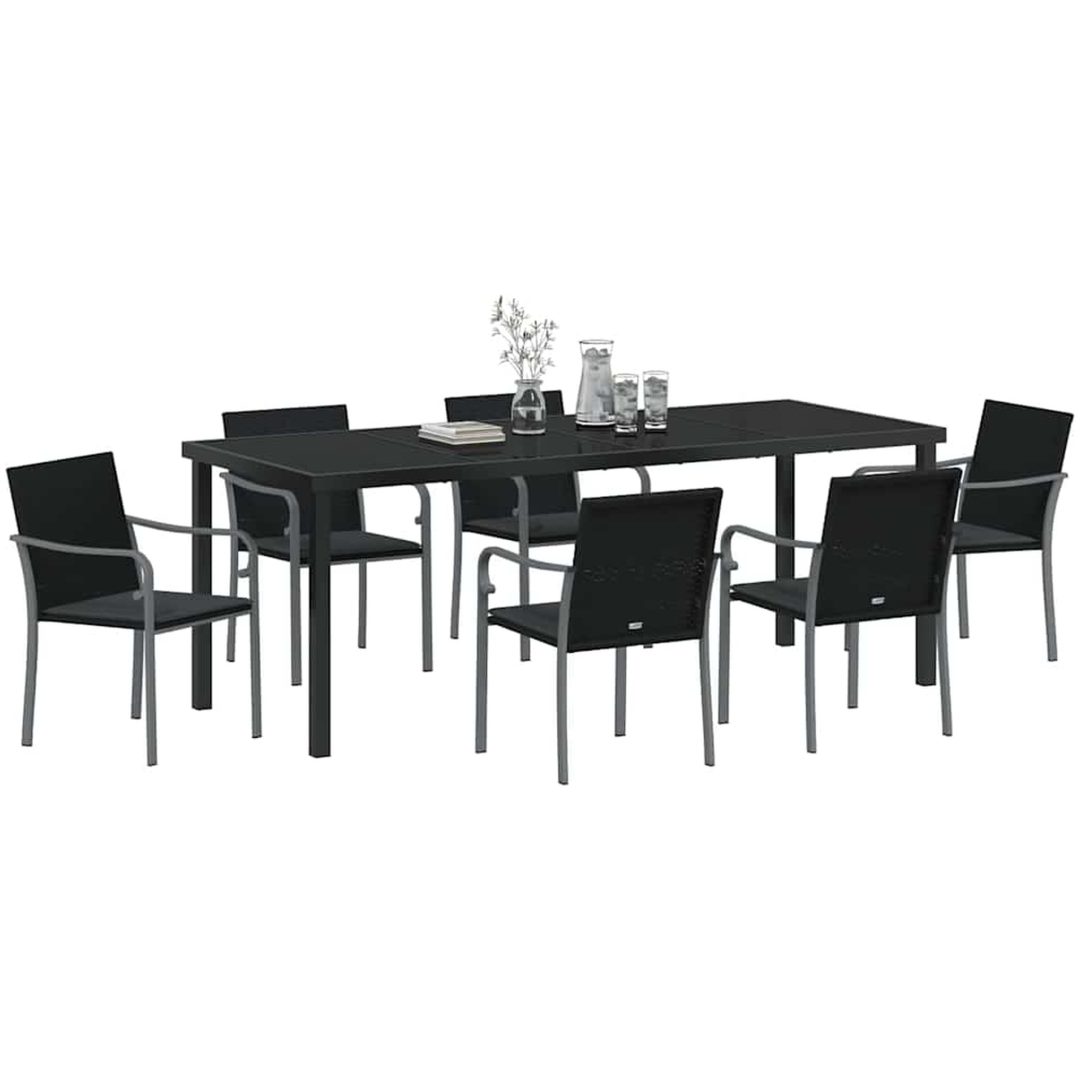 7-delars trädgårdsbordset med kuddar, svart poly-rattan vidaXL 56 x 59 x 84 cm – bild 3