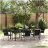7-delars trädgårdsbordset med kuddar, svart poly-rattan vidaXL 56 x 59 x 84 cm – miniatyr 1